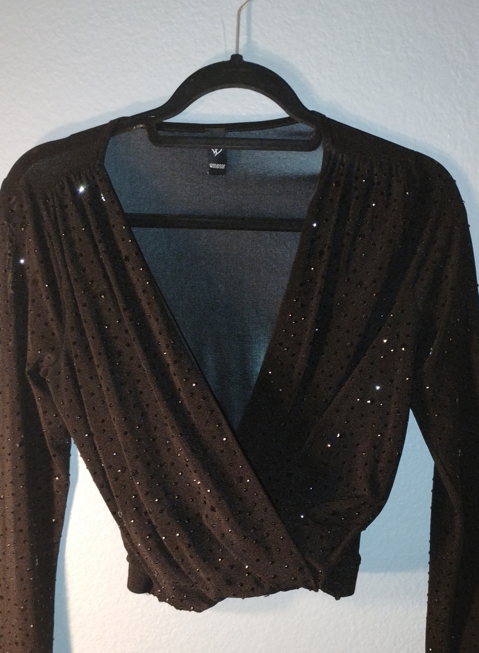 Windsor Black Sequin Wrap Blouse
